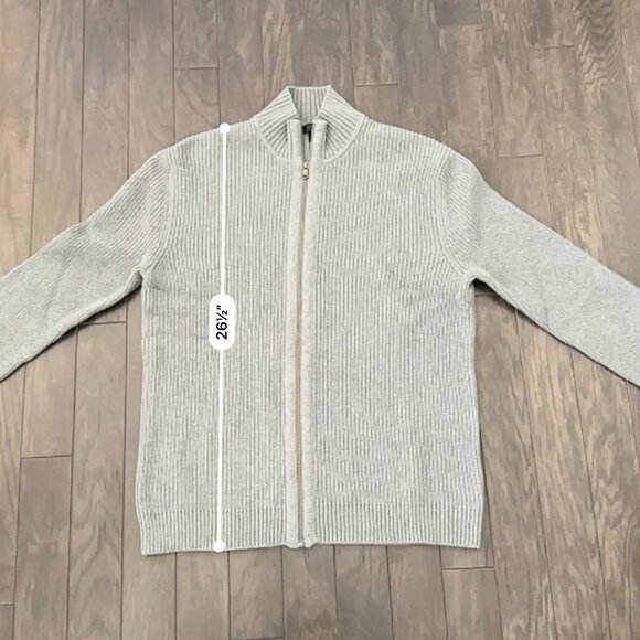 Express Men's XL Gray Ribbed Full Zip-Up Sweater 100% Cotton - Picture 11 of 13